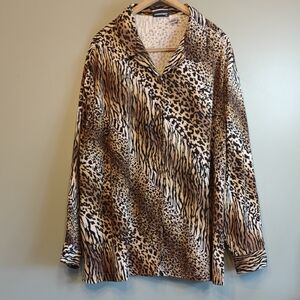 Vintage Fashion Bug Women's Plus Size Leopard Print Women's Jacket